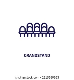 grandstand icon from education collection. Thin linear grandstand, seminar, presentation outline icon isolated on white background. Line vector grandstand sign, symbol for web and mobile