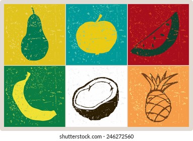 grange creative set of fruits