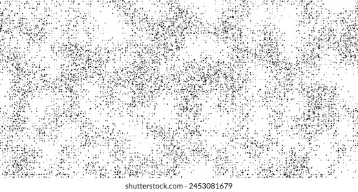 Grange distressed half tone vector texture overlay. Black and white noise dots seamless pattern. Manga dirty speckles and spots raster background. Vector bg.