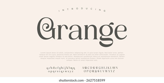 Grange  elegant , Abstract technology science alphabet lowercase font. digital space typography vector illustration design	