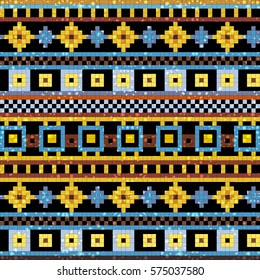 Grange geometric seamless texture. Abstract pixels background, vector illustration. 