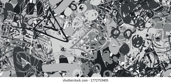Grange grey. Abstract seamless background. The texture is repetitive. Template for printing on fabric, paper, wrapper. A chaotic backdrop of graffiti