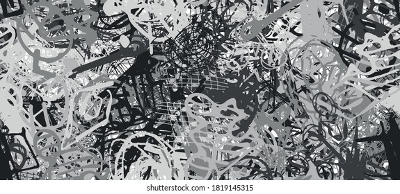 Grange grey. Abstract seamless background. The texture is repetitive. Template for printing on fabric, paper, wrapper. A chaotic backdrop of graffiti
