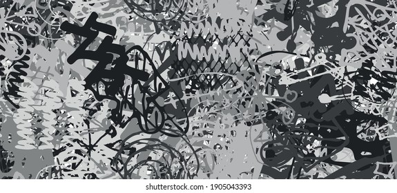 Grises de rango. Resumen de fondo transparente. La textura es repetitiva. Plantilla para imprimir en tela, papel, envoltura. Un fondo caótico de graffiti