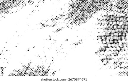 Grange halftone texture of black and white dots. Abstract grange halftone texture. Black and white minimal abstract background.
