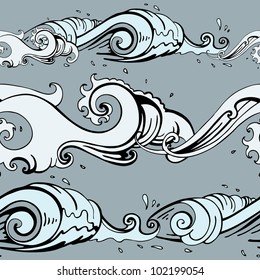 Grange Sea background. Hand drawn vector illustration
