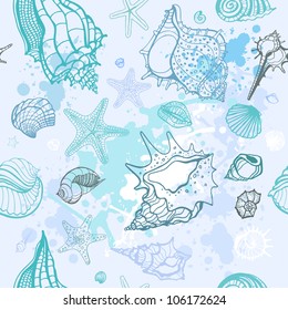Grange Sea background. Hand drawn vector illustration