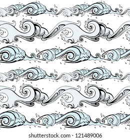 Grange Sea background. Hand drawn vector illustration pattern
