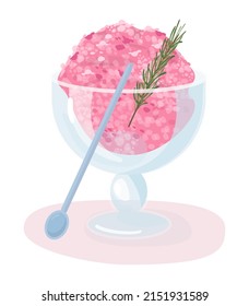 Granita illustration. Fresh fruit granita, italian frozen dessert made from sugar, water and various flavorings. Summer sicilian ice cream. Flat vector illustration