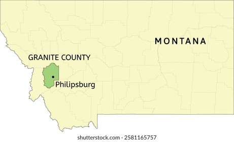 Granite County and town of Philipsburg location on Montana state map