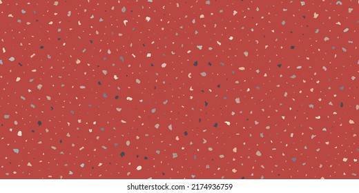 Granite floor pattern with terrazzo seamless texture composed of pieces of marble , quartz, glass and stone. Brick red classic paving design. Abstract wall background. Retro venetian stone material