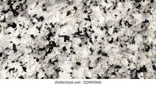 Granite flooring tile pattern. Realistic stone black, white texture. Ceramic kitchen surface. Flooring tile design, horizontal banner. Stone mosaic plate. 3d rock floor background. Bathroom decor