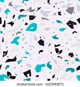 Granite stone terrazzo floor texture background. Seamless pattern, italian texture design vector illustration.
