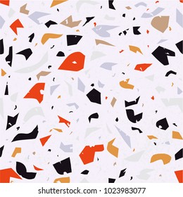 Granite stone terrazzo floor texture background. Seamless pattern, italian texture design vector illustration.