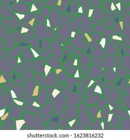 Granito tiles of recycled glass, natural stone, quartz, marble chips,  cement and concrete. Art deco and modern terrazzo design. Kitchen vintage surfaces. Abstract seamless pattern  in trend color.