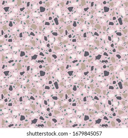 Granito tiles of recycled glass, natural stone, quartz, marble chips,  cement and concrete. Art deco and modern terrazzo design. Kitchen vintage surfaces. Abstract seamless pattern  in pastel color.