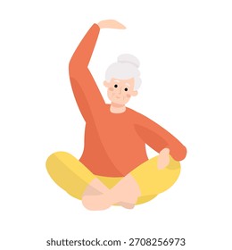 granny doing yoga post stretching
