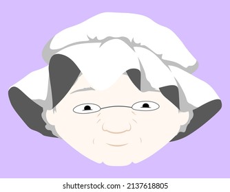 Granny Face With Hat Cartoon Isolated Illustration