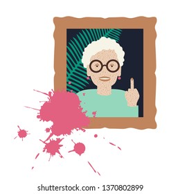 Granny in the frame. Vector illustration of seamless pattern.