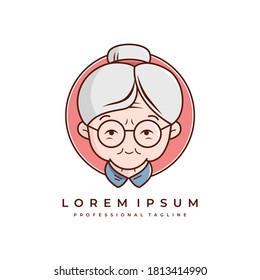 granny or grandmother logo vector icon stock illustration.