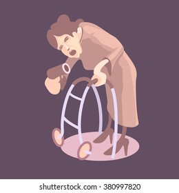 Granny with gun. Vector illustration