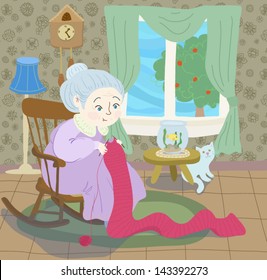 Granny knitting scarf
