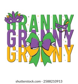 Granny mardi gras bow design