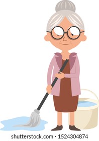 Granja con mop, ilustración, vector sobre fondo blanco.