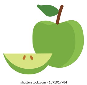 Granny Smith green apple with slice