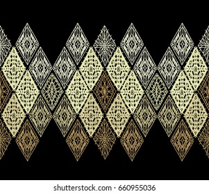 Granny square. Decor for clothes. Trendy pattern. Knitted wear. Folk art motif with flowers. Vector illustration