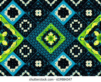 Granny square. Seamless pattern crochet. Pattern crochet. Knitted wear. Folk art motif with flowers. Vector illustration