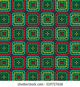 granny squares pattern on black
