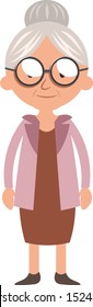 Granny standing, illustration, vector on white background.
