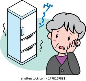 Granny in trouble because of abnormal noise from the refrigerator