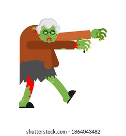 Granny zombie isolated. Dead green grandmother monster. scary grandma