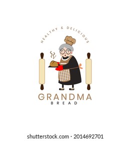 Granny's bread logo for cafe or home cooking restaurant. Pastry and bakery logotype. Vintage Retro Bakery Shop Label Sticker Logo design vector