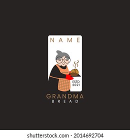 Granny's bread logo for cafe or home cooking restaurant. Pastry and bakery logotype. Vintage Retro Bakery Shop Label Sticker Logo design vector