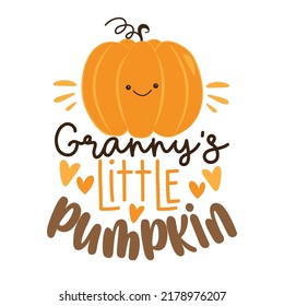 Granny's little pumpkin - - funny slogan with cute pumpkin face.
Good for baby clothes, poster, card, label, and other decoration.