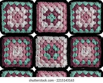 grannysquare pattern old america crochet white background