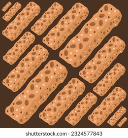 Granola bar flat vector illustration. Cute sweet granola oats healthy bar dessert cartoon vector illustration for graphic design and decorative element