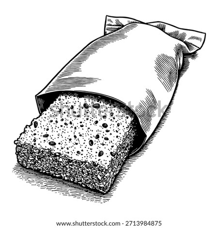 Granola Bar in Opened Plastic Package Black and White Outline Line Art Drawing Vector Illustration