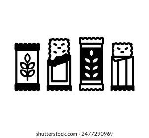 granola bar snack food meal icons vector design black white color simple illustration sets