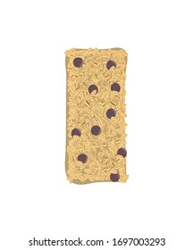  Granola bars isolated on white background. Energy bar vector, organic and healthy food emblem