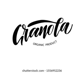 Granola  calligraphy lettering  logo template. Vector illustration.