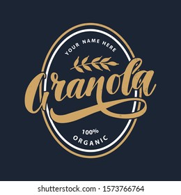 Granola  calligraphy lettering  logo template. Vector illustration. 