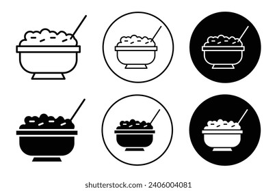 Granola cereal corn flakes oatmeal bowl line art icon vector in  white background isolated