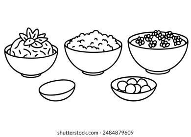 Granola delicate line art vintage food illustration style