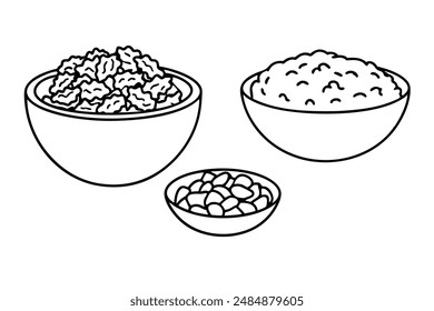 Granola hand-drawn line art gourmet breakfast illustration