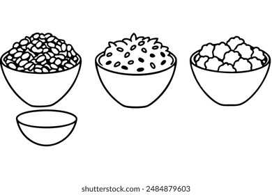 Granola hand-sketched line art food illustration style