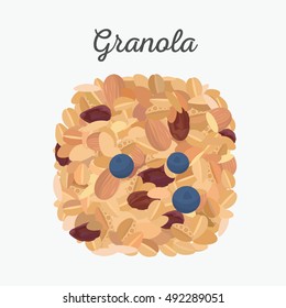 Granola aislado. Ilustración plana vectorial.